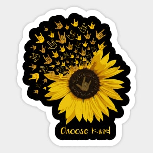 Choose Kind Sunflower-American Sign Language Sticker